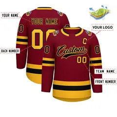 Crimson Black-Gold Classic Hockey Jersey 2