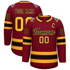 Crimson Black-Gold Classic Hockey Jersey 1