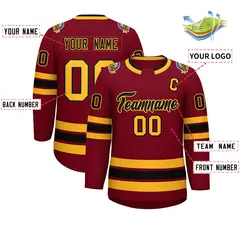 Crimson Black-Gold Classic Hockey Jersey 2