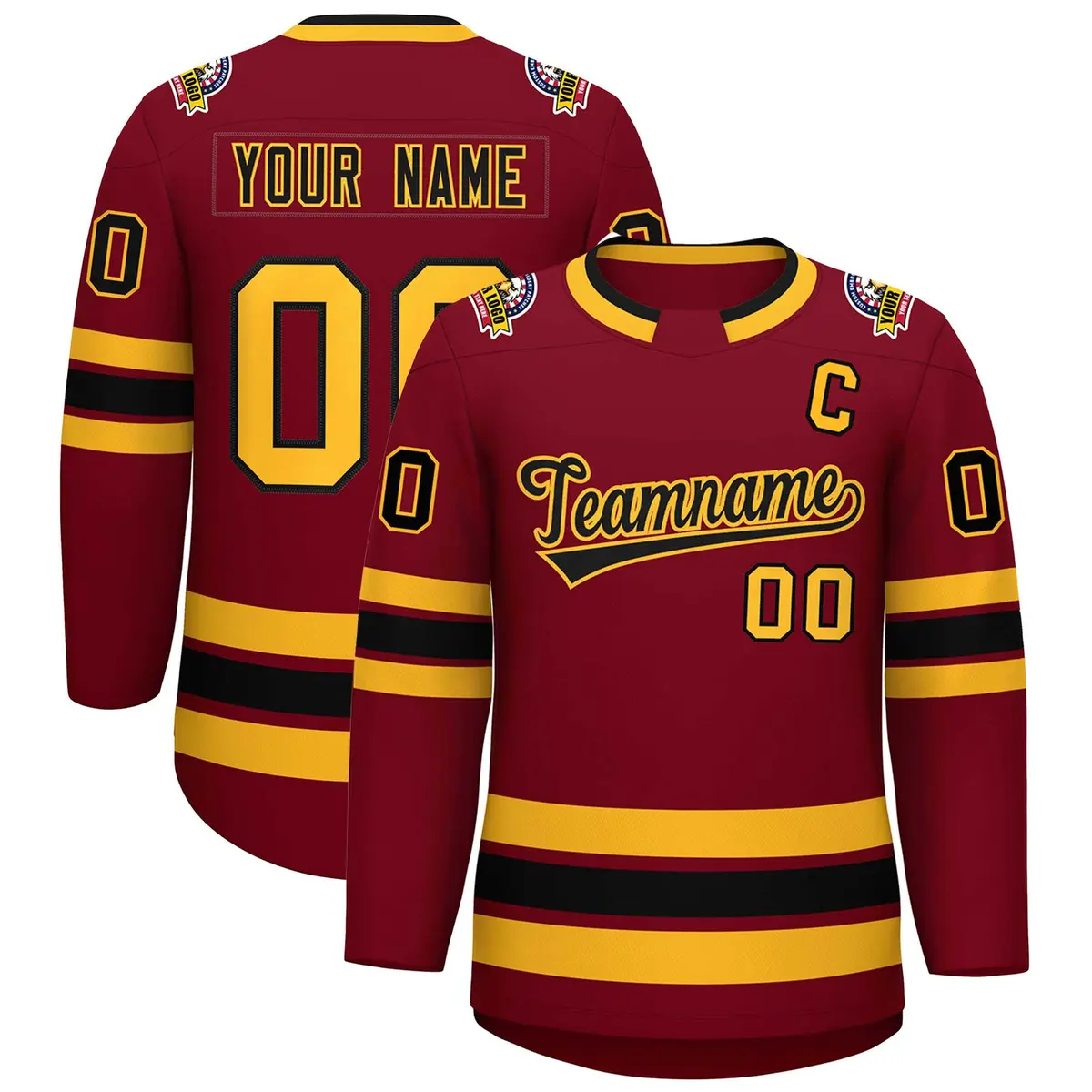 Crimson Black-Gold Classic Hockey Jersey