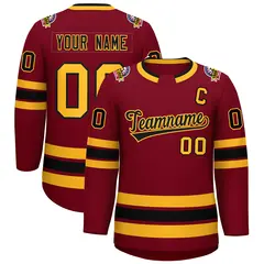Crimson Black-Gold Classic Hockey Jersey