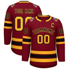 Crimson Black-Gold Classic Hockey Jersey 1