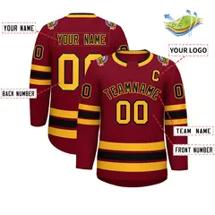 Crimson Black-Gold Classic Hockey Jersey 2