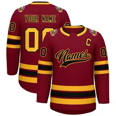 Crimson Black-Gold Classic Hockey Jersey 1