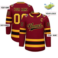 Crimson Black-Gold Classic Hockey Jersey 2