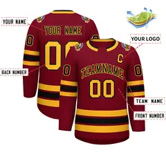 Crimson Black-Gold Classic Hockey Jersey 2
