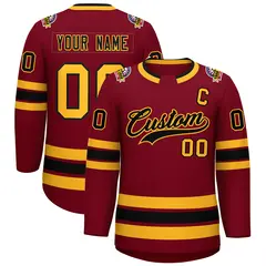 Crimson Black-Gold Classic Hockey Jersey