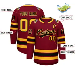 Crimson Black-Gold Classic Hockey Jersey 2