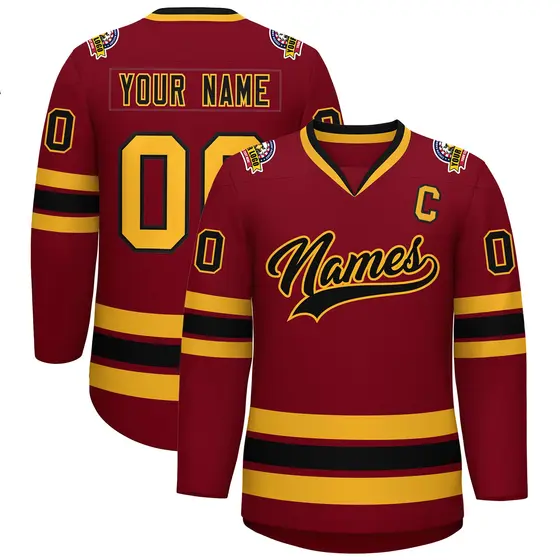 Crimson Black-Gold Classic Hockey Jersey