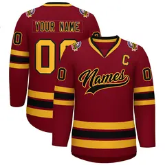 Crimson Black-Gold Classic Hockey Jersey