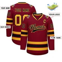 Crimson Black-Gold Classic Hockey Jersey 2