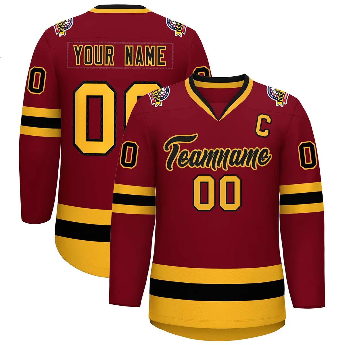 Crimson Black-Gold Classic Hockey Jersey