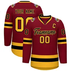 Crimson Black-Gold Classic Hockey Jersey