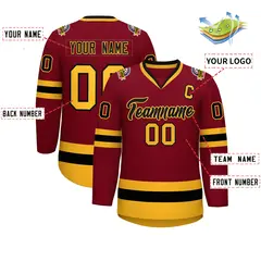 Crimson Black-Gold Classic Hockey Jersey 2