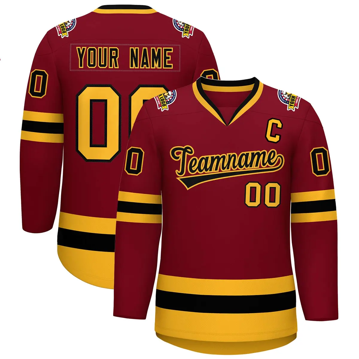 Crimson Black-Gold Classic Hockey Jersey