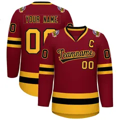 Crimson Black-Gold Classic Hockey Jersey