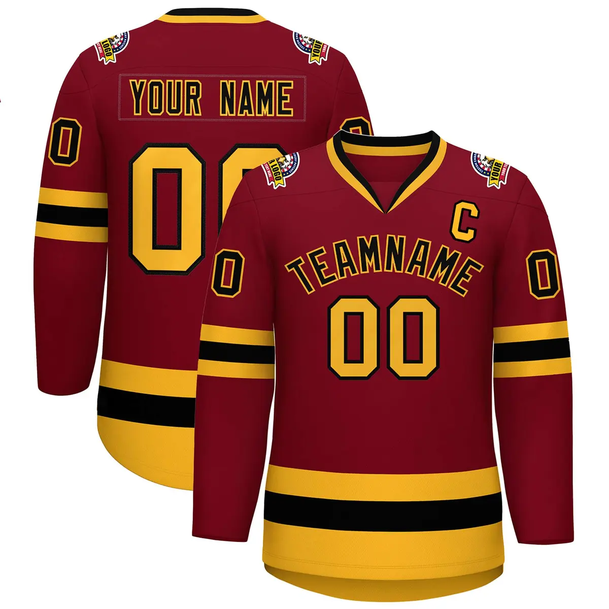 Crimson Black-Gold Classic Hockey Jersey