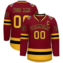 Crimson Black-Gold Classic Hockey Jersey