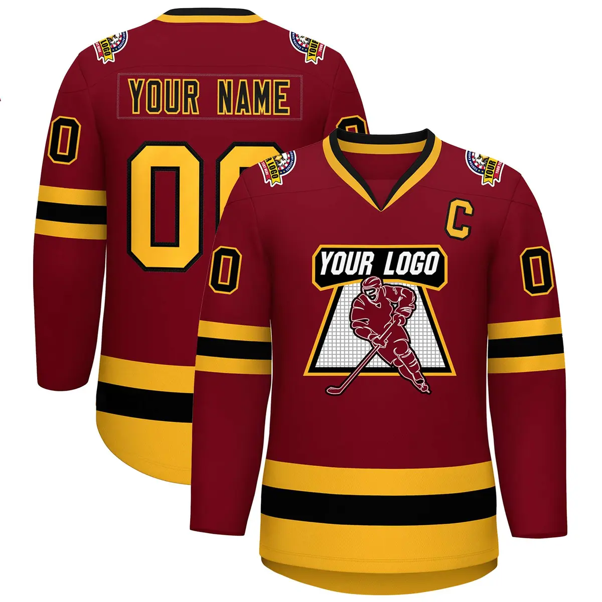 Crimson Black-Gold Classic Hockey Jersey