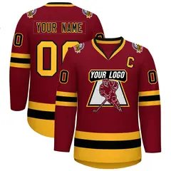 Crimson Black-Gold Classic Hockey Jersey