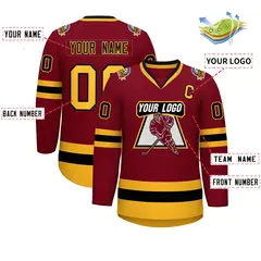 Crimson Black-Gold Classic Hockey Jersey 2