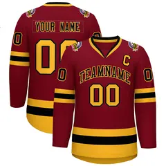 Crimson Black-Gold Classic Hockey Jersey