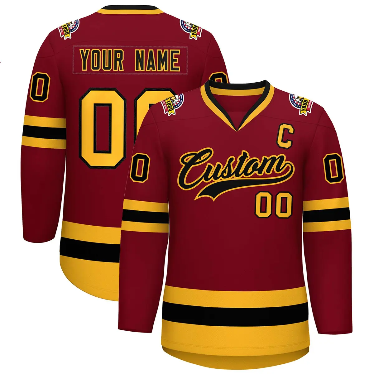 Crimson Black-Gold Classic Hockey Jersey