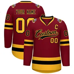 Crimson Black-Gold Classic Hockey Jersey
