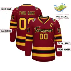 Crimson Black-Gold Classic Hockey Jersey 2