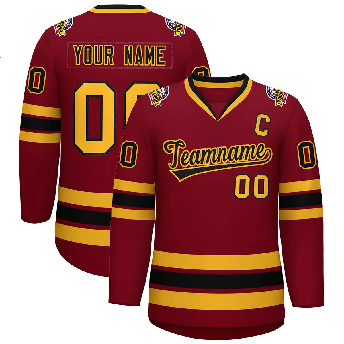 Crimson Black-Gold Classic Hockey Jersey