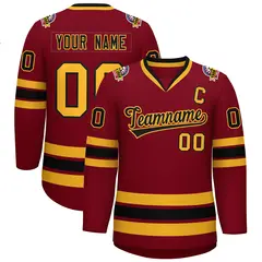 Crimson Black-Gold Classic Hockey Jersey