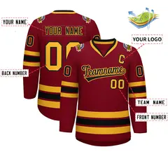 Crimson Black-Gold Classic Hockey Jersey 2