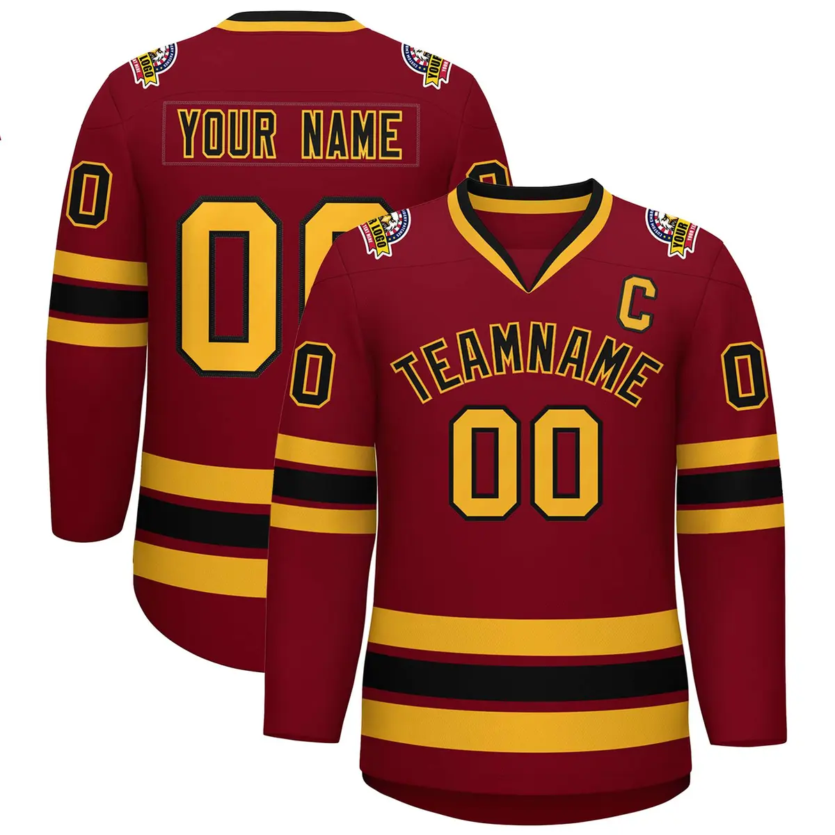 Crimson Black-Gold Classic Hockey Jersey