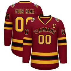 Crimson Black-Gold Classic Hockey Jersey 1