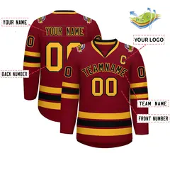 Crimson Black-Gold Classic Hockey Jersey 2