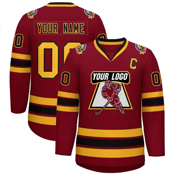 Crimson Black-Gold Classic Hockey Jersey