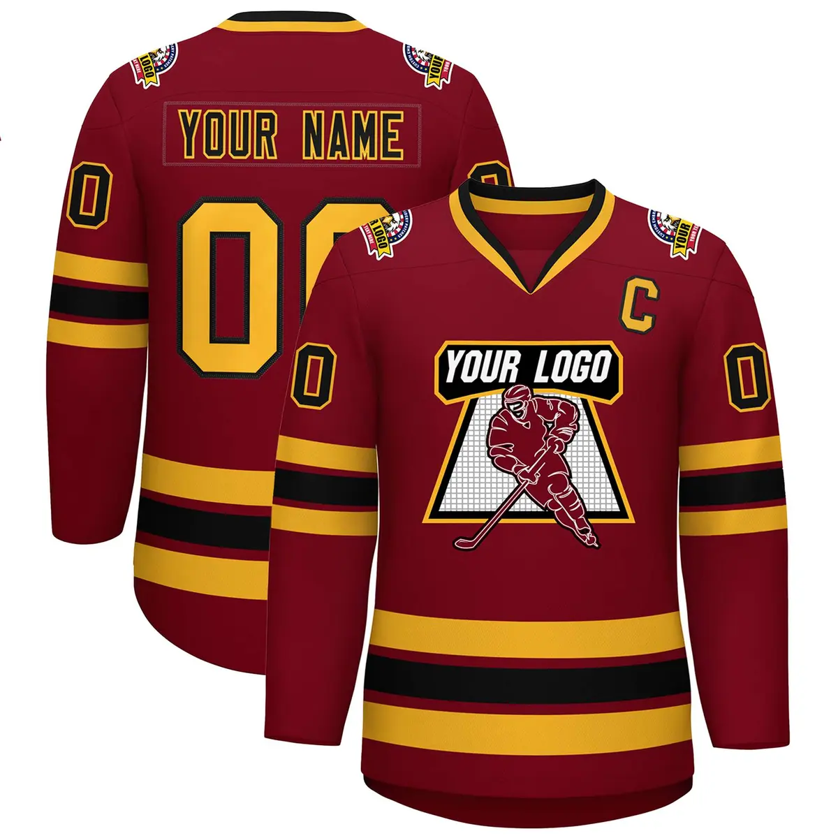 Crimson Black-Gold Classic Hockey Jersey