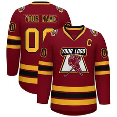 Crimson Black-Gold Classic Hockey Jersey