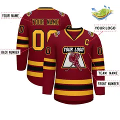 Crimson Black-Gold Classic Hockey Jersey 2