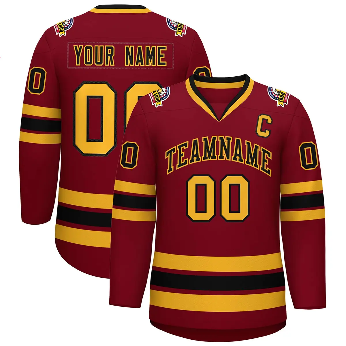 Crimson Black-Gold Classic Hockey Jersey