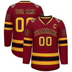 Crimson Black-Gold Classic Hockey Jersey