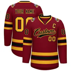 Crimson Black-Gold Classic Hockey Jersey 1