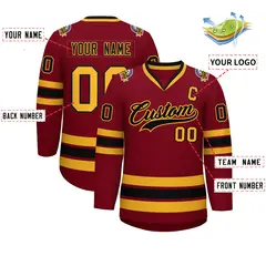 Crimson Black-Gold Classic Hockey Jersey 2