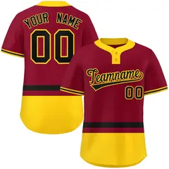 Crimson Black-Gold Color Block Two-Button Softball Jersey 1