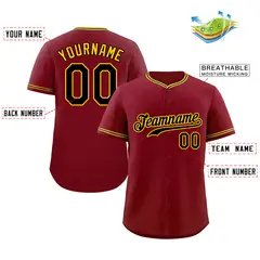 Crimson Black-Gold Hook Classic Authentic Baseball Jersey 2