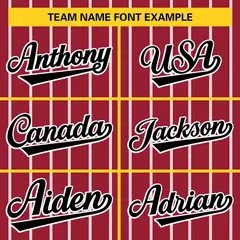 Crimson Black-Gold Stripe Full Button Baseball Jersey 3
