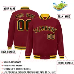 Crimson Black-Gold Varsity Full-Snap Letterman Jacket 2