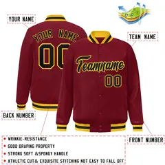 Crimson Black-Gold Varsity Full-Snap Letterman Jacket 2