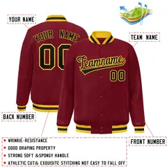 Crimson Black-Gold Varsity Full-Snap Letterman Jacket 2