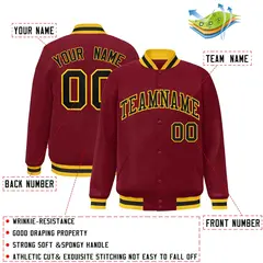 Crimson Black-Gold Varsity Full-Snap Letterman Jacket 2
